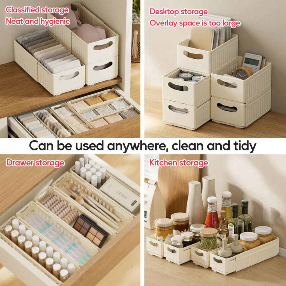 1/3PCS Retractable Drawer Organizer Adjustable Cabinet Storage Box Stackable Kitchen Organizers Sorting Storage Box For Home